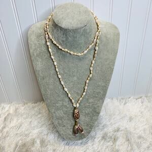 Shell Necklace Long 22.5" Long Shells Pendant